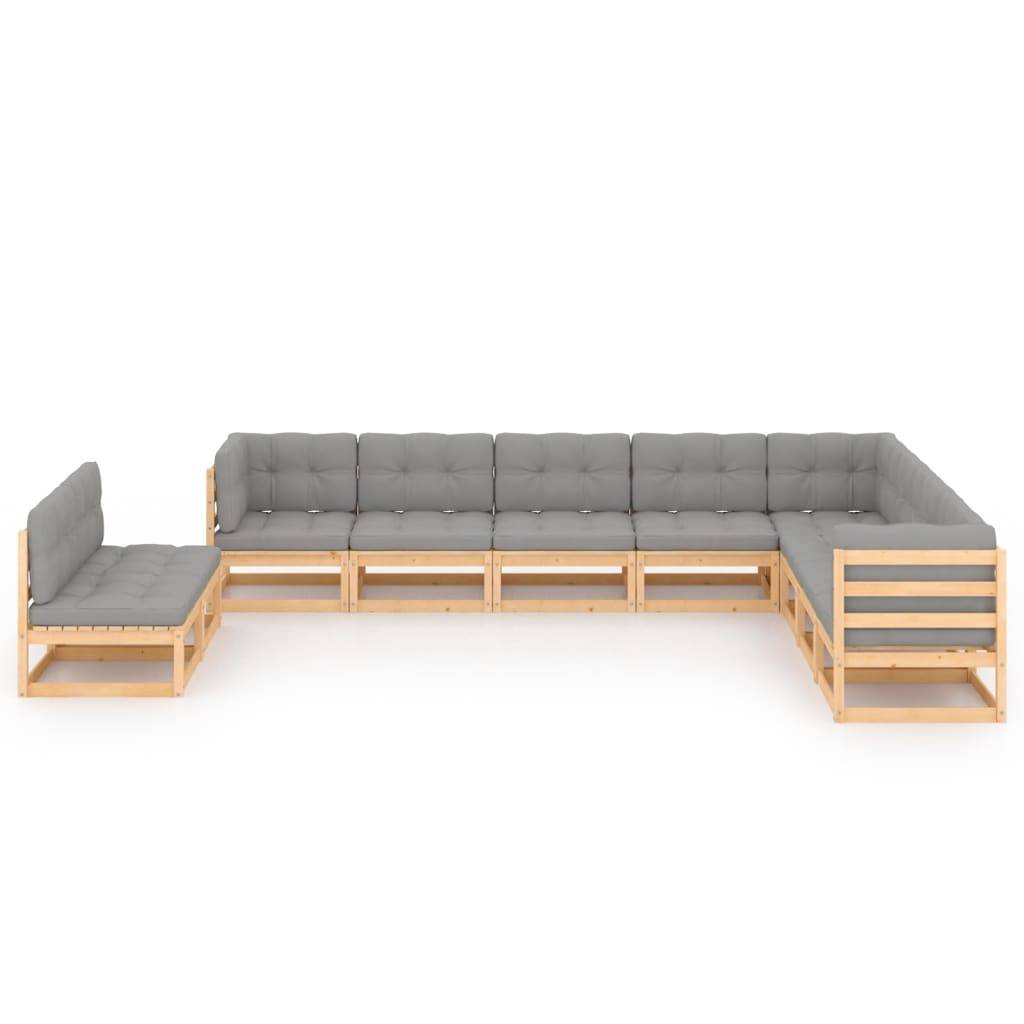 Helloshop26 - Salon de jardin meuble d'extérieur ensemble de mobilier 10 pièces avec coussins bois de pin massif - Image 2