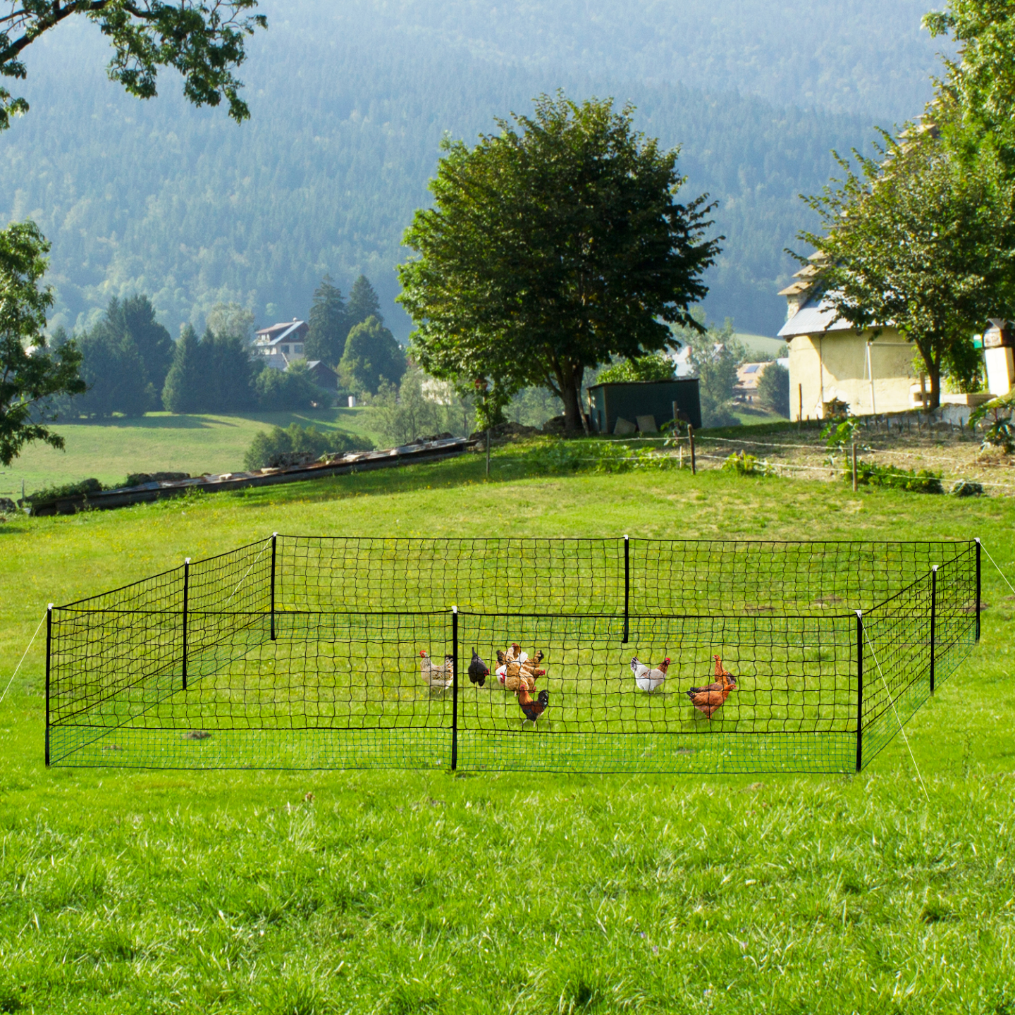 Kit Clôture Filet à Poules 24 m avec porte et 9 piquets double pointe – IDMarket - Image 8
