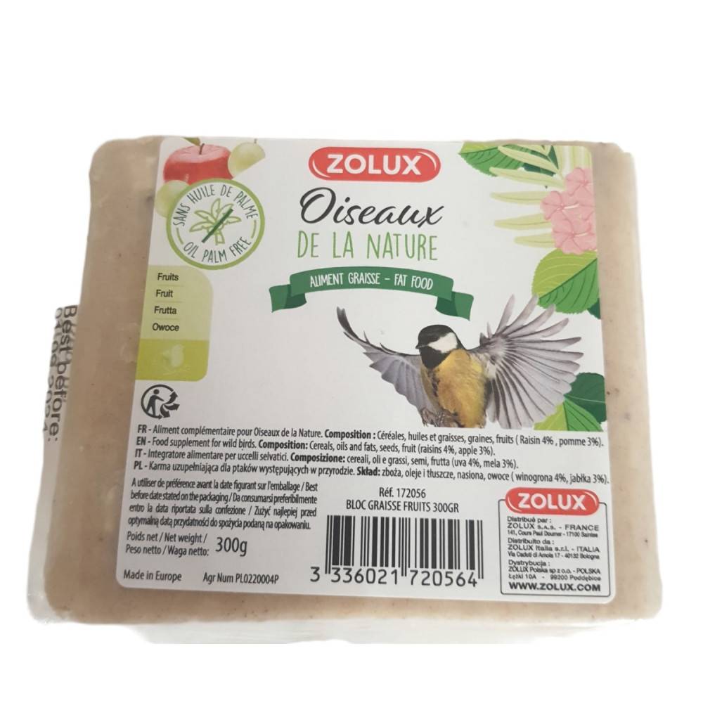 Zolux - zolux - Bloc de graisse fruits 300 gr pour oiseaux de la nature. - Image 1