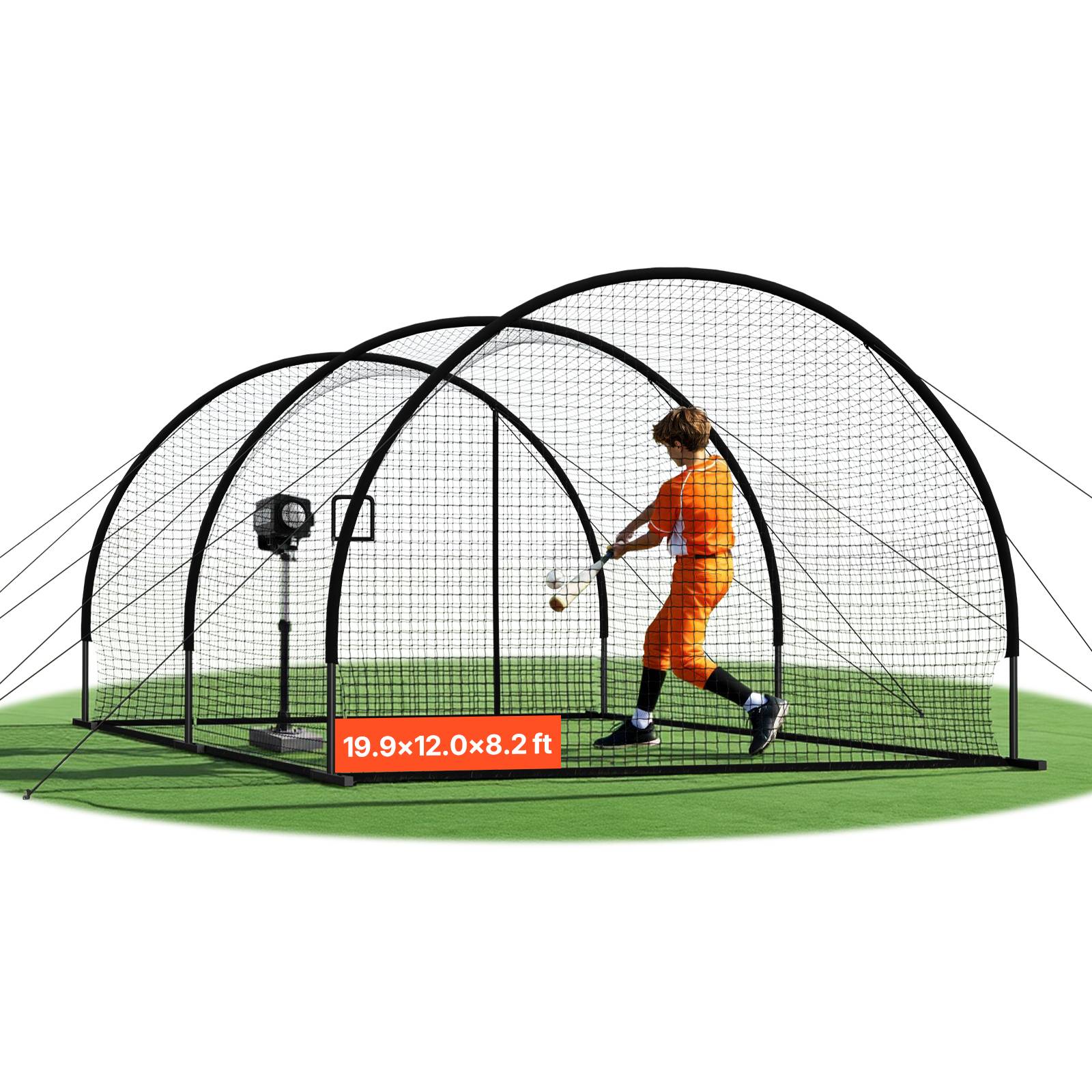 Vevor - VEVOR Cage de frappe 6,06x3,66x2,50 m, tunnel portable baseball/softball, filet PEHD 44 mm, structure acier, sac 600D inclus. - Image 1