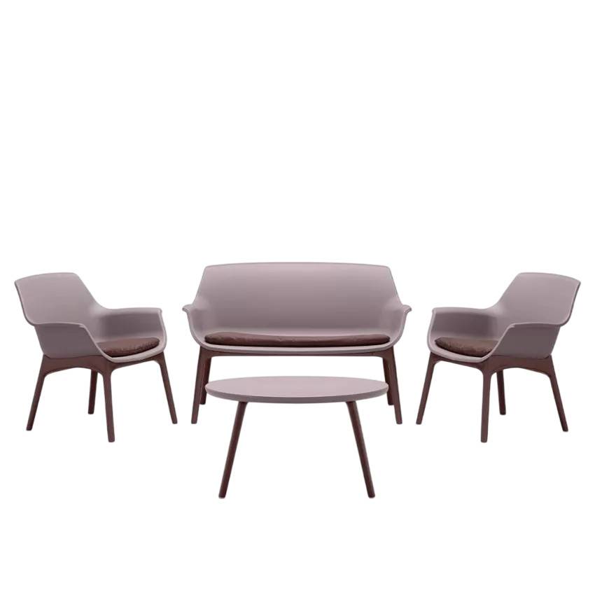Bica - Salon de jardin extérieur canapé table basse et 2 fauteuils Muspelheim - Image 2