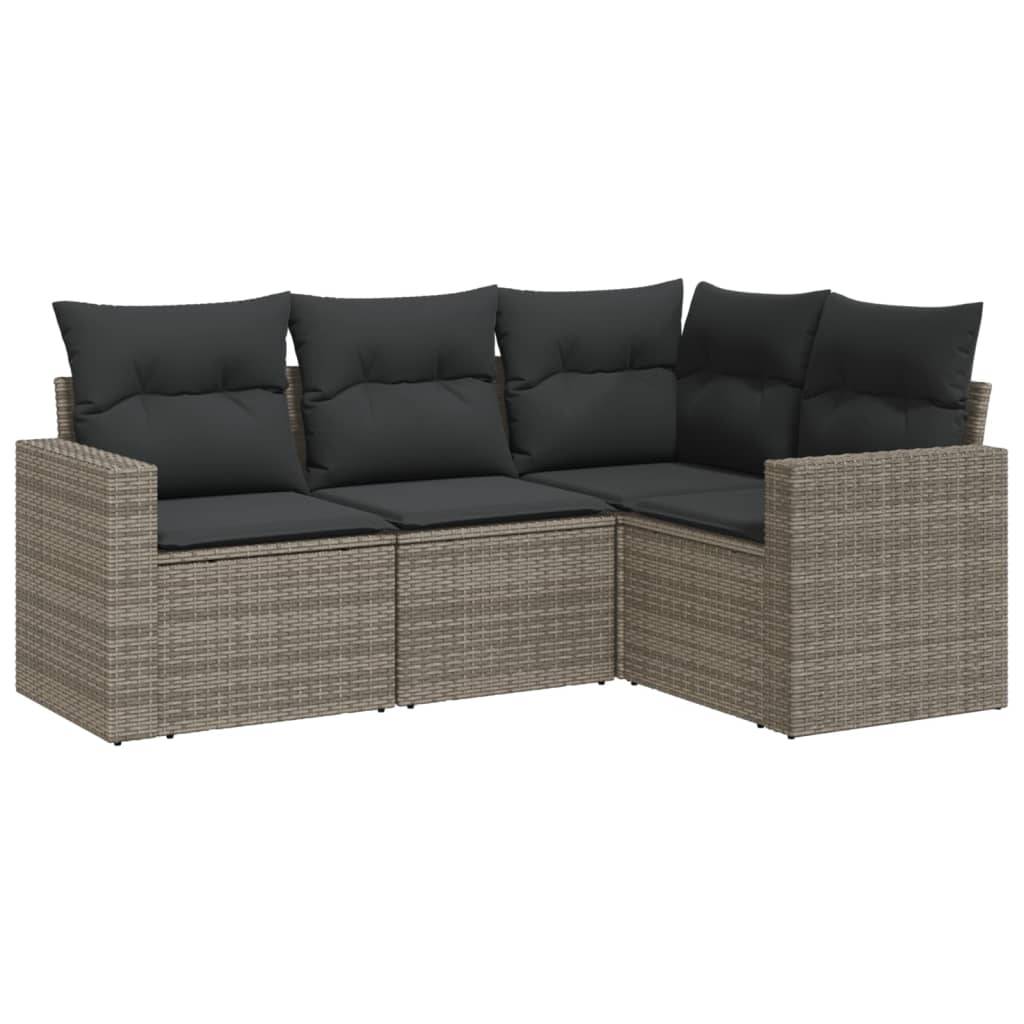 Vidaxl - Salon de jardin 4 pcs avec coussins gris résine tressée vidaXL 3251247 - Image 2