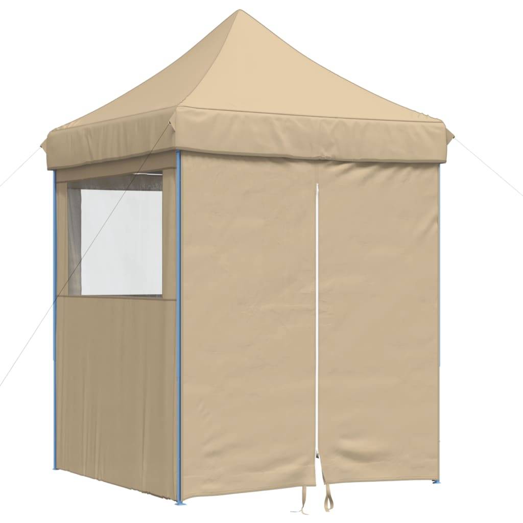 Tente de réception pliable acier et tissu Oxford beige et bleu 200 x 200 x 306 cm - PANGIVO - Image 2