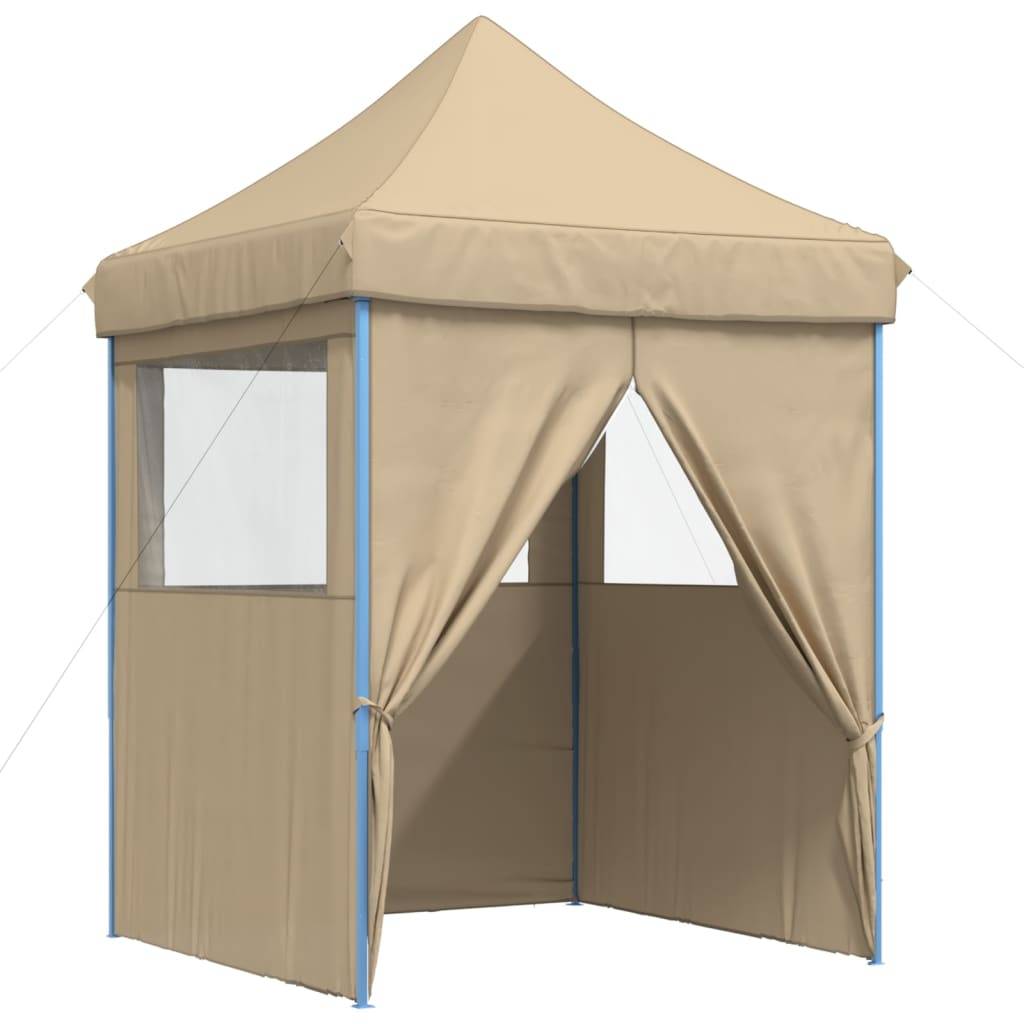 Tente de réception pliable acier et tissu Oxford beige et bleu 200 x 200 x 306 cm - PANGIVO - Image 7