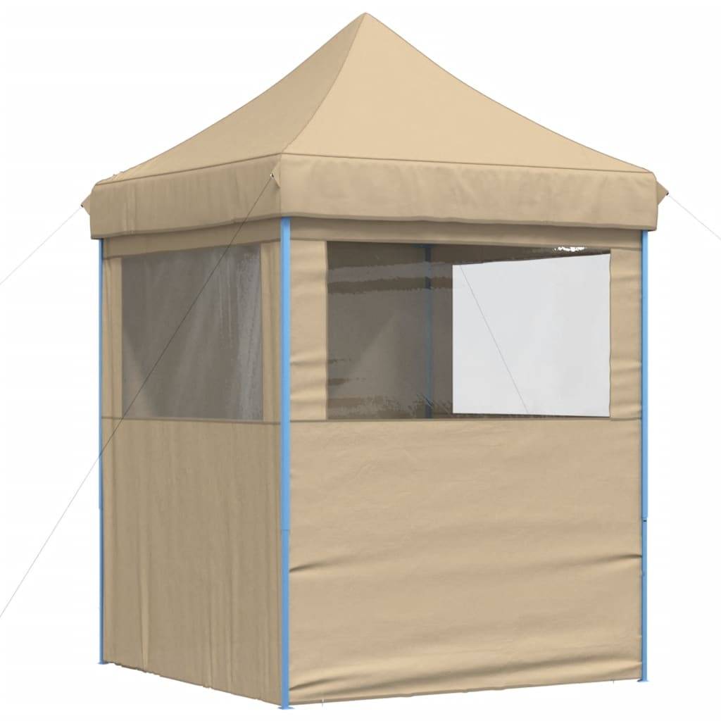 Tente de réception pliable acier et tissu Oxford beige et bleu 200 x 200 x 306 cm - PANGIVO - Image 5