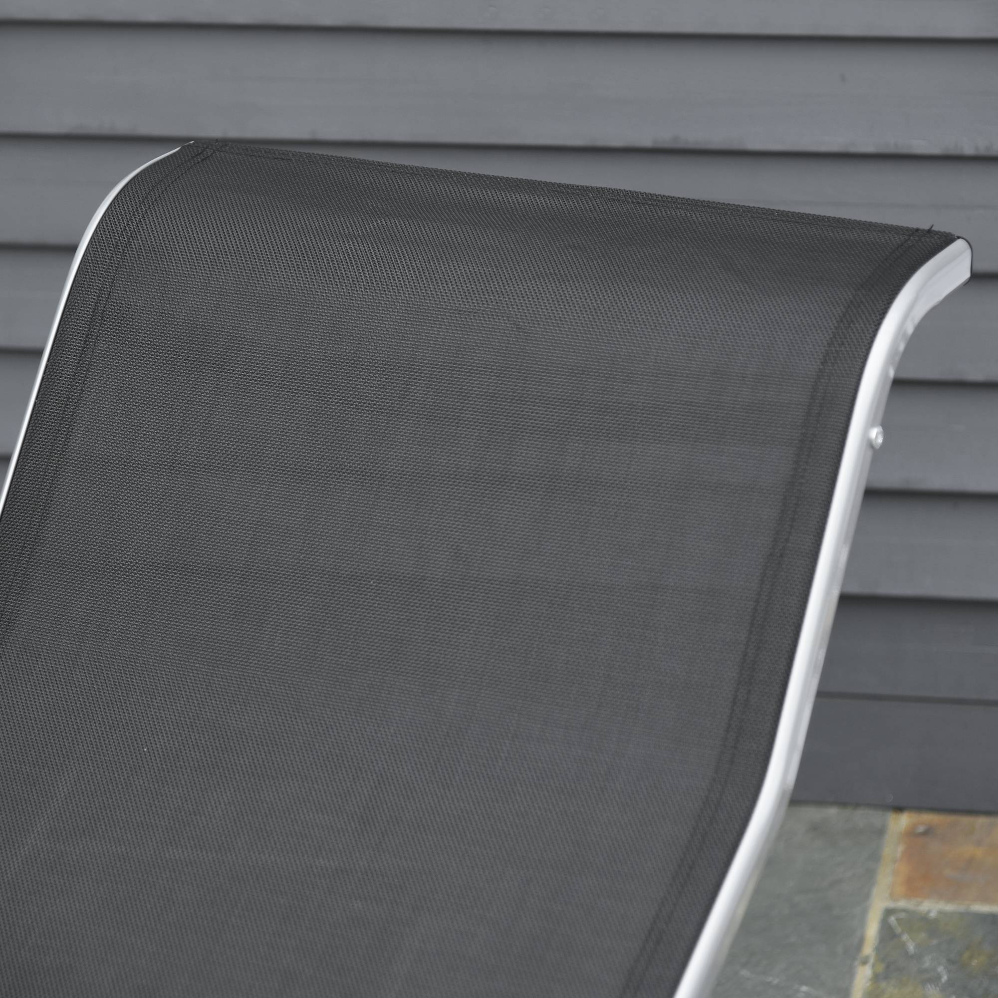 Ensemble de 2 chaises longues de jardin et table en verre, chaise longue en tissu respirant, 59 x 169 x 66 cm, noir et gris - Image 10