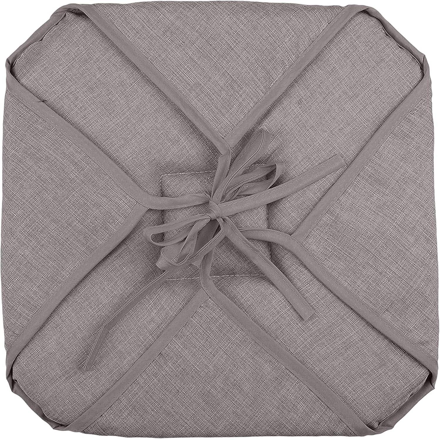 Galette de chaise 4 rabats 40 x 40 cm taupe chinee - Image 2