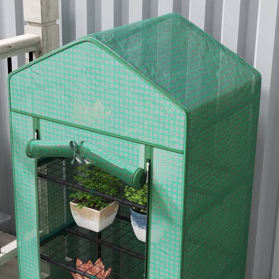 Serre verticale acier jardin terrasse culture plantes 69x49x193cm vert - ComfortXL Outdoor Living - Image 9