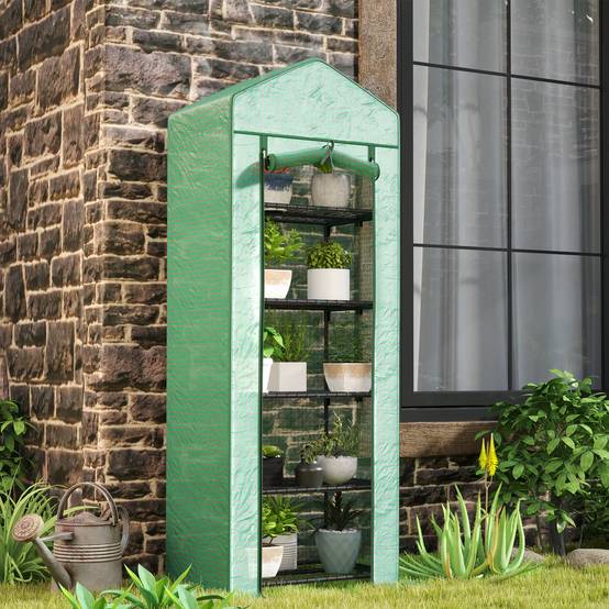 Serre verticale acier jardin terrasse culture plantes 69x49x193cm vert - ComfortXL Outdoor Living - Image 3