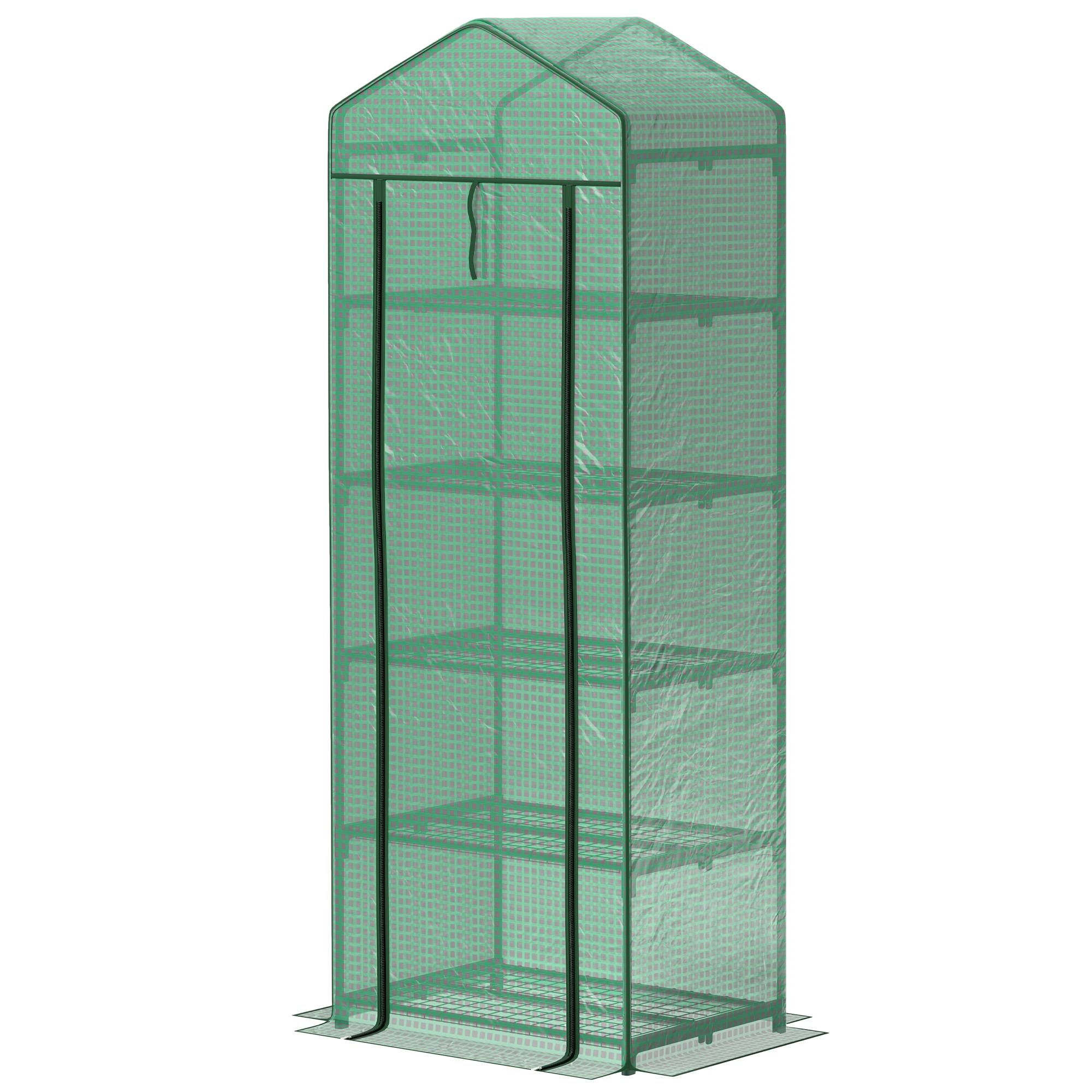 Serre verticale acier jardin terrasse culture plantes 69x49x193cm vert - ComfortXL Outdoor Living - Image 2