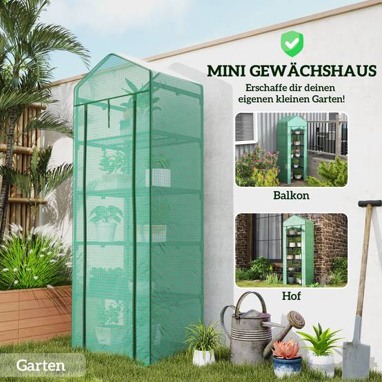 Serre verticale acier jardin terrasse culture plantes 69x49x193cm vert - ComfortXL Outdoor Living - Image 8