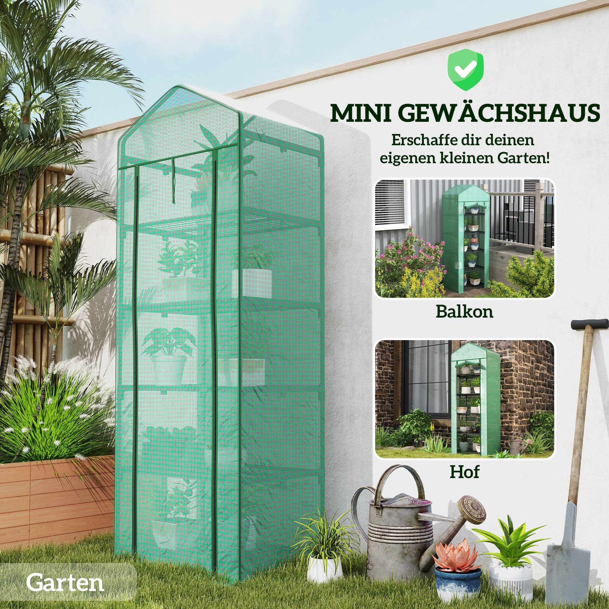 Serre verticale acier jardin terrasse culture plantes 69x49x193cm vert - ComfortXL Outdoor Living - Image 8