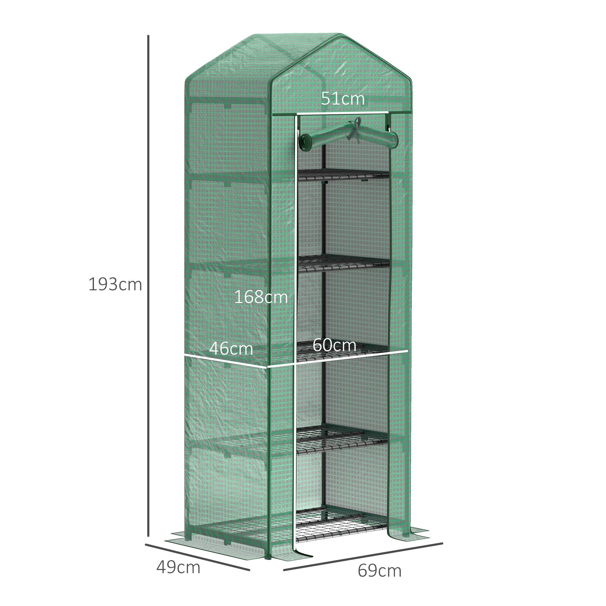 Serre verticale acier jardin terrasse culture plantes 69x49x193cm vert - ComfortXL Outdoor Living - Image 5