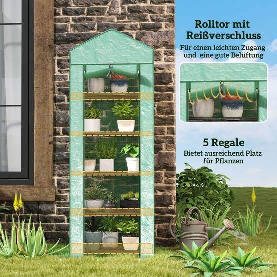 Serre verticale acier jardin terrasse culture plantes 69x49x193cm vert - ComfortXL Outdoor Living - Image 7