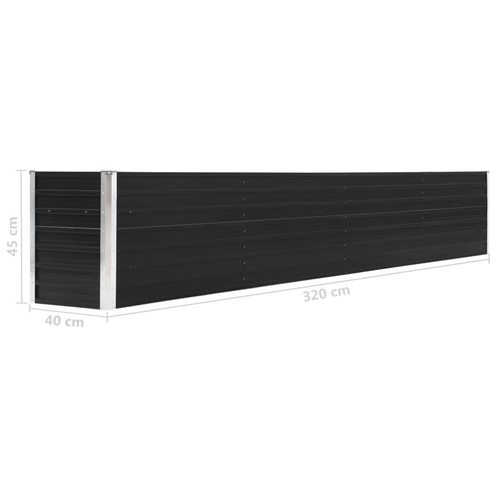 Jardinière lit surélevé plantes fleurs jardin acier galvanisé 320 x 40 x 45 cm anthracite - Image 5