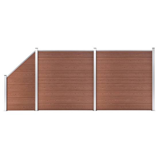 Clôture WPC 2 Carré + 1 Incliné Marron 446 x 186 cm - PANGIVO - Image 1