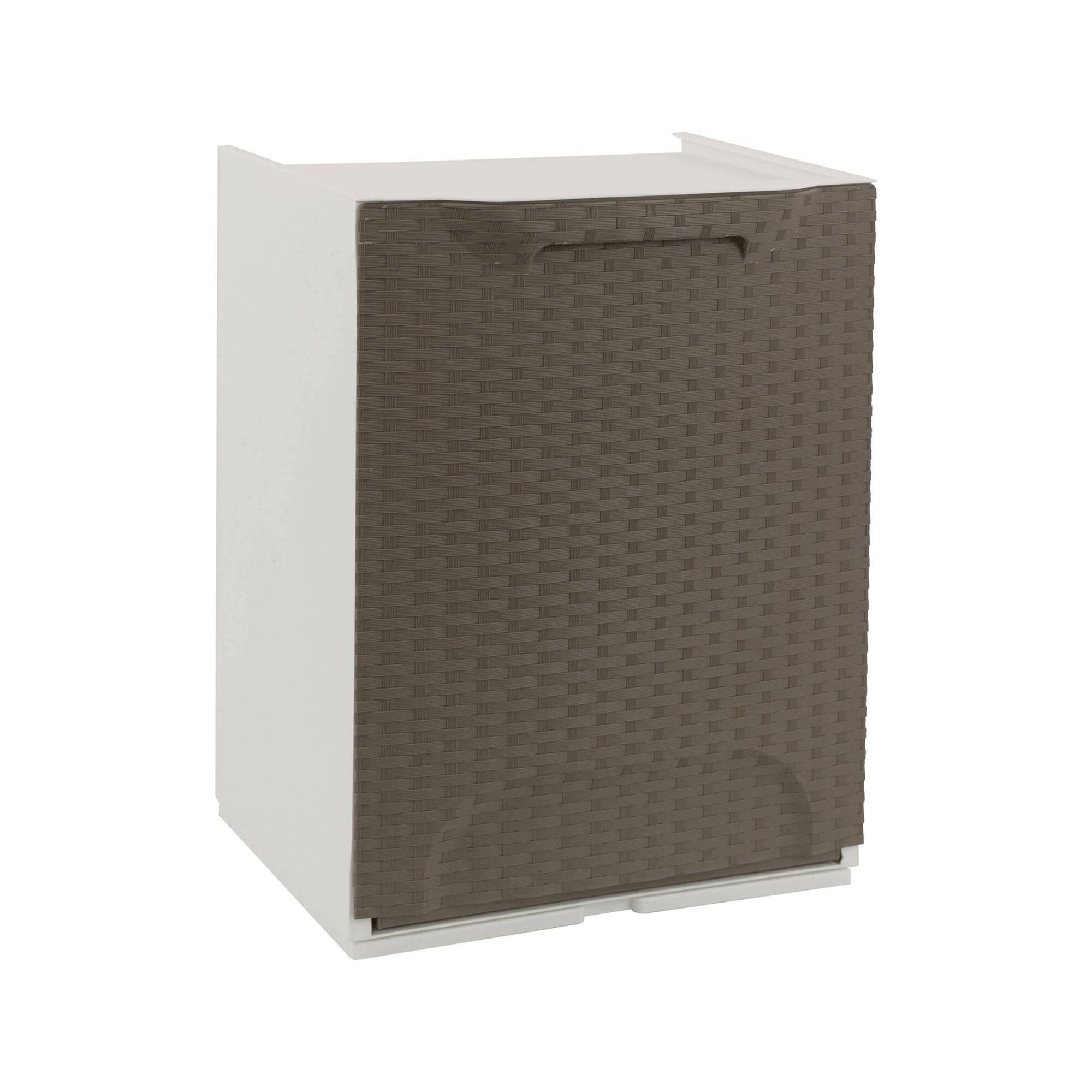 Dmora - Armoire d'extérieur Dbertagnol, Mobilier d'extérieur, Meuble de balcon polyvalent effet rotin, 100% Made in Italy, 34x29h47 cm, Taupe et Blanc - Dmora - Image 1