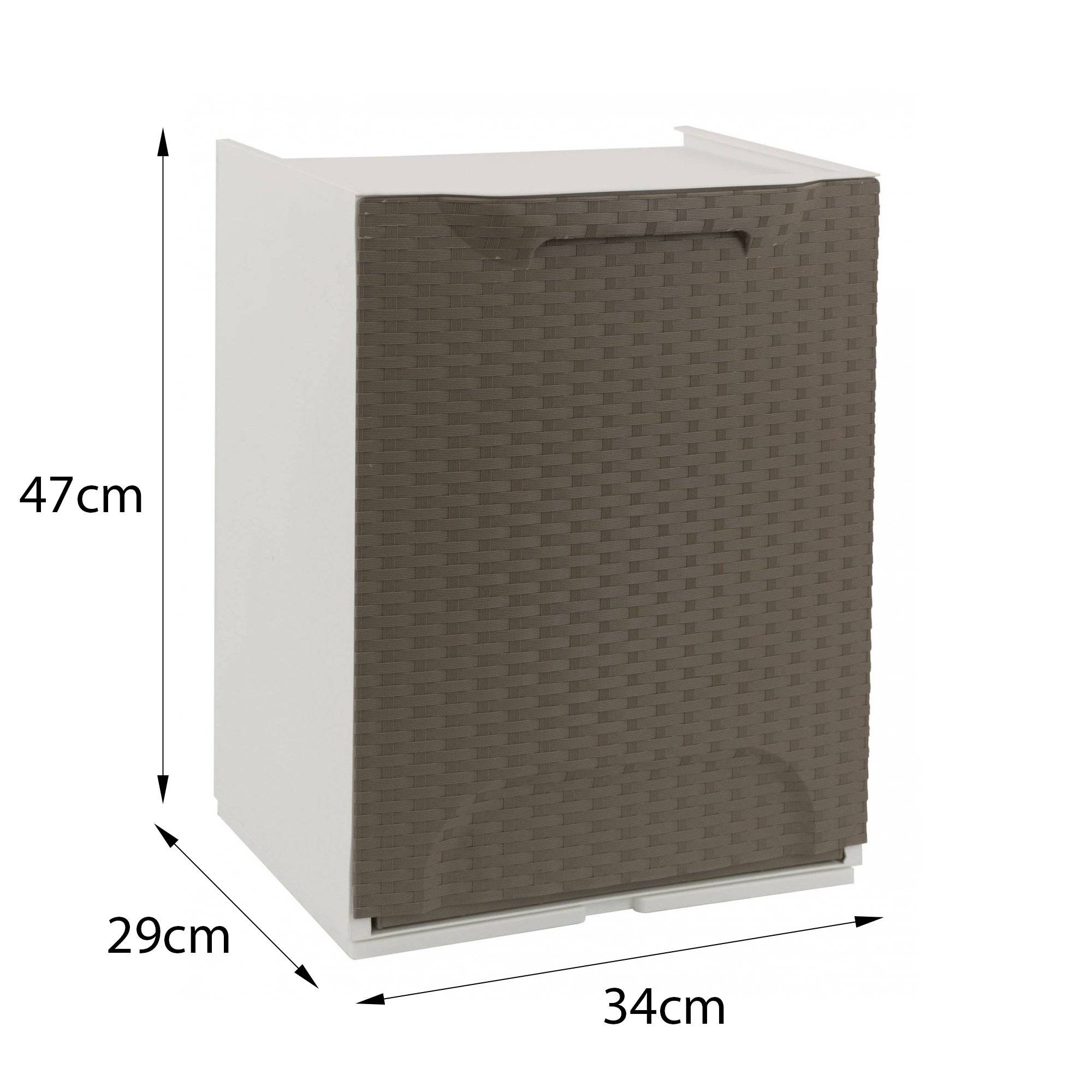 Dmora - Armoire d'extérieur Dbertagnol, Mobilier d'extérieur, Meuble de balcon polyvalent effet rotin, 100% Made in Italy, 34x29h47 cm, Taupe et Blanc - Dmora - Image 3