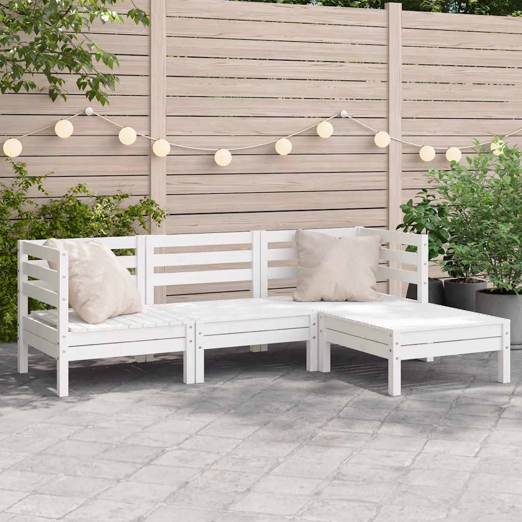 ComfortXL - Canapé Extérieur 3 Places Bois Pin Massif Blanc avec Repose-Pieds Palette Design pour Terrasse Style Bord de Mer – ComfortXL Outdoor Living - Image 1