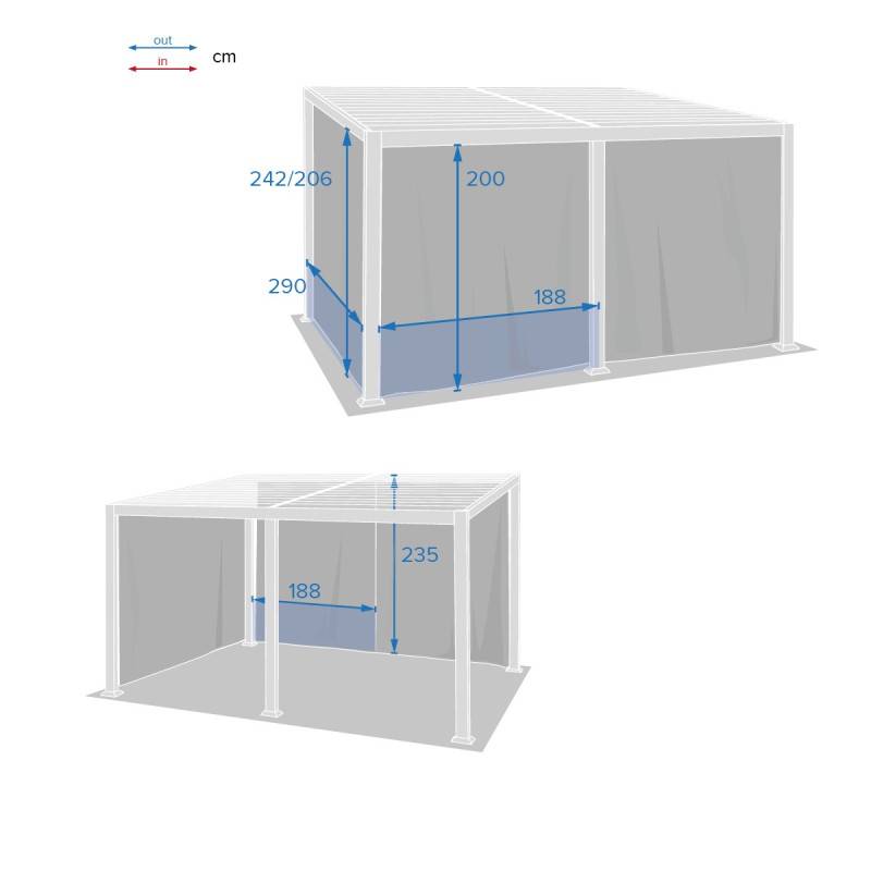 Hesperide - Rideaux pour pergola "Avila" ardoise 4x3m en polyester Hespéride - Image 3