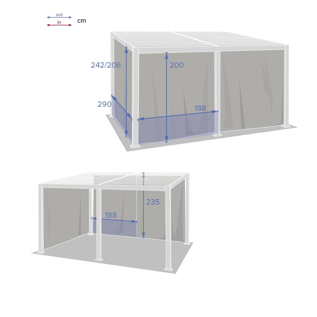 Hesperide - Rideaux pour pergola "Avila" ardoise 4x3m en polyester Hespéride - Image 4