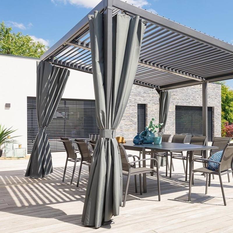 Hesperide - Rideaux pour pergola "Avila" ardoise 4x3m en polyester Hespéride - Image 2