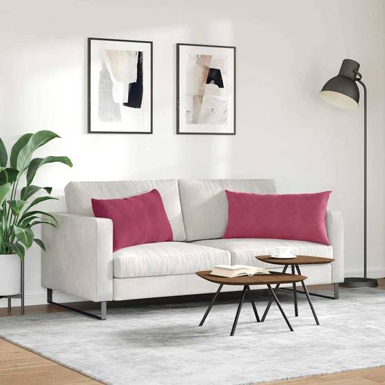 Lot de 2 Coussins Canapé Velours Côtelé Décoration Intérieur Déhoussables Bordeaux 80x40 cm – ComfortXL Outdoor Living - Image 4