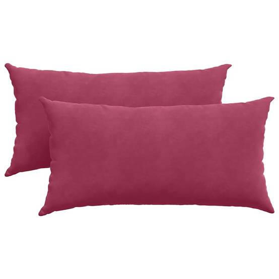 Lot de 2 Coussins Canapé Velours Côtelé Décoration Intérieur Déhoussables Bordeaux 80x40 cm – ComfortXL Outdoor Living - Image 2