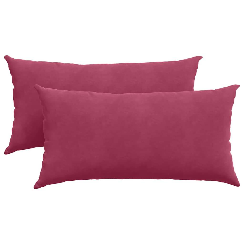 Lot de 2 Coussins Canapé Velours Côtelé Décoration Intérieur Déhoussables Bordeaux 80x40 cm – ComfortXL Outdoor Living - Image 2
