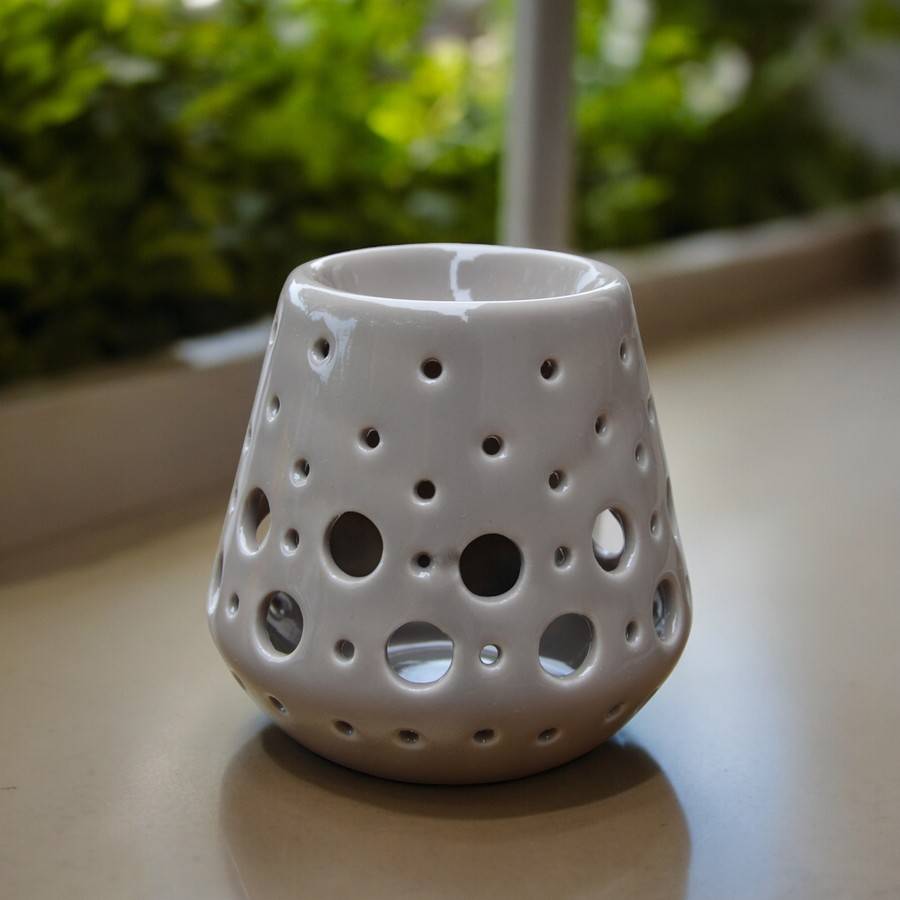 Diffuseur Huile Essentielle et Parfum Maison –Bougeoir Aromathérapie-Céramique Grise-Projection de Lumière, Haut: 9cm - Zen'Arôme - Image 6