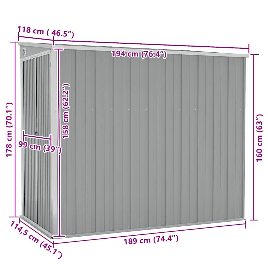 PANGIVO - Abri de jardin mural avec double porte - Acier galvanisé - Gris 118x194x178 cm - Surface au sol 2,29m² - PANGIVO - Image 7