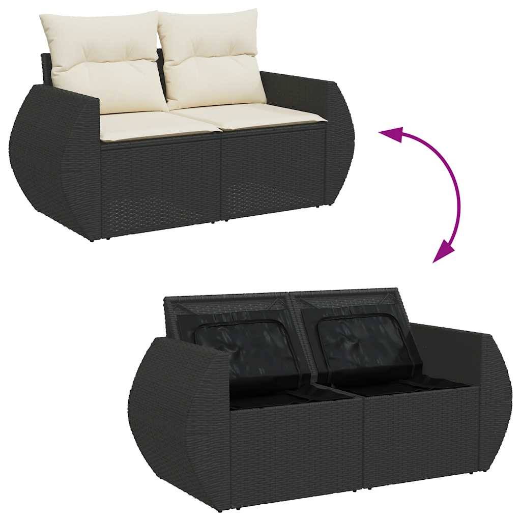 ComfortXL - Salon de jardin d'angle 5 pcs résine tressée avec table relevable et coffres de rangement Noir – ComfortXL Outdoor Living - Image 8
