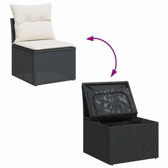 ComfortXL - Salon de jardin d'angle 5 pcs résine tressée avec table relevable et coffres de rangement Noir – ComfortXL Outdoor Living - Image 10