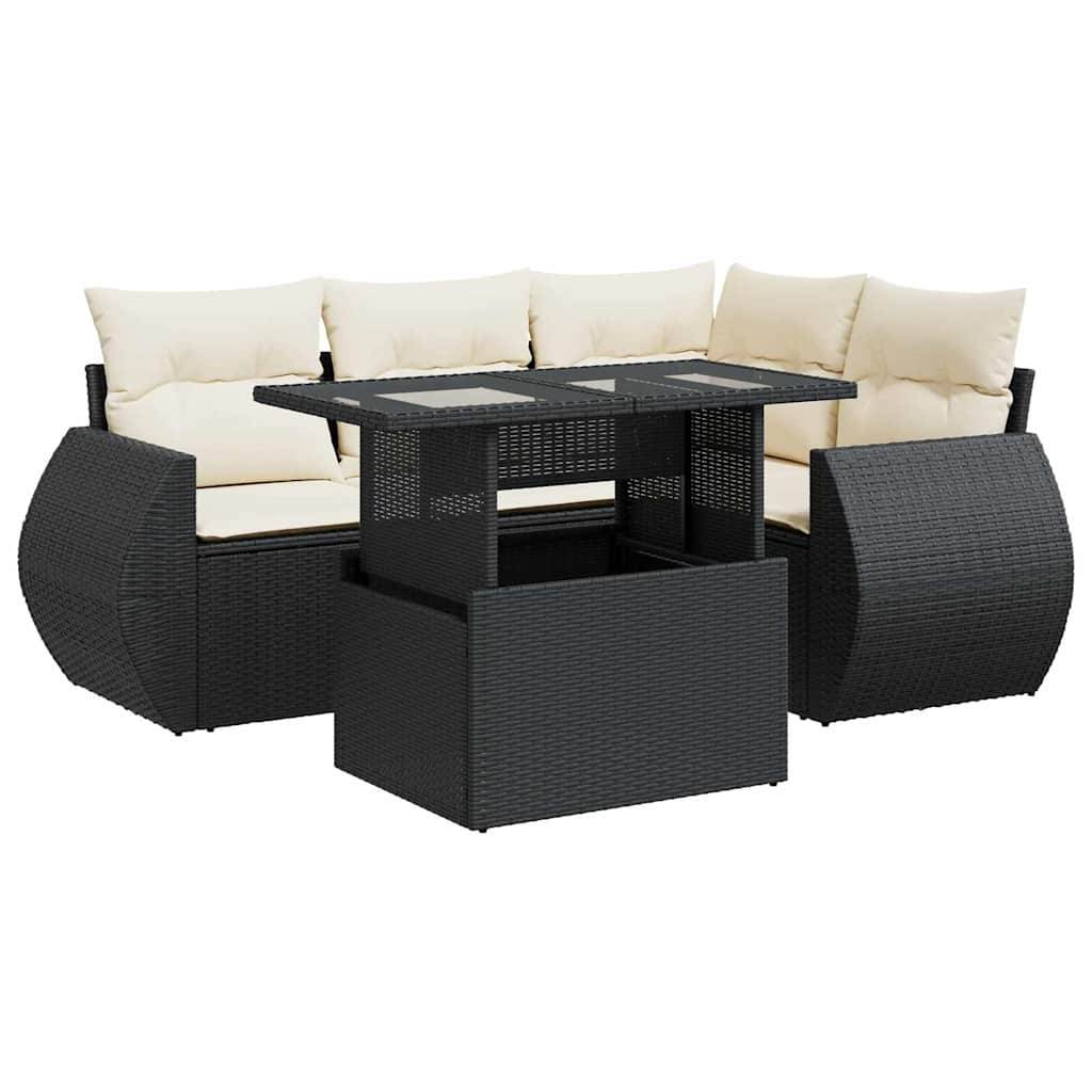 ComfortXL - Salon de jardin d'angle 5 pcs résine tressée avec table relevable et coffres de rangement Noir – ComfortXL Outdoor Living - Image 2