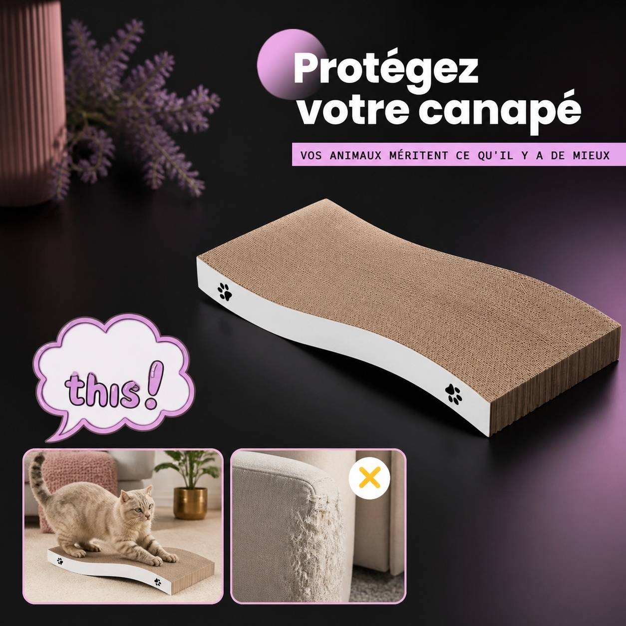 Grattoir pour Chat Carton Double Face Texturé Durable Économique - Image 5