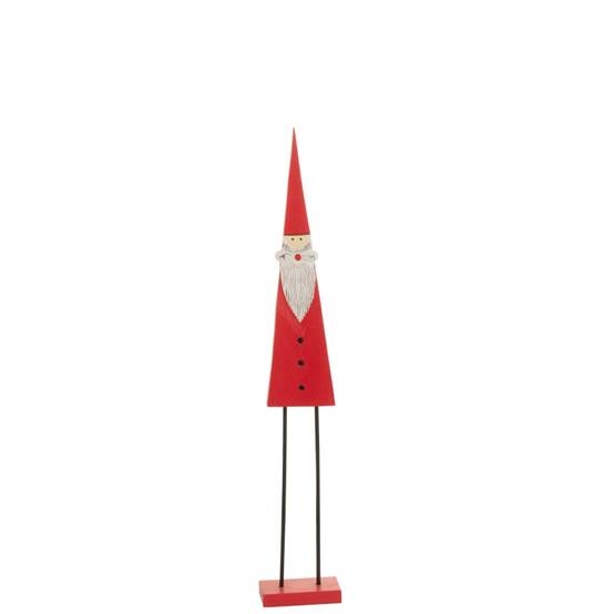 Père Noël sur pied en bois rouge 20x10x121 cm - J-Line