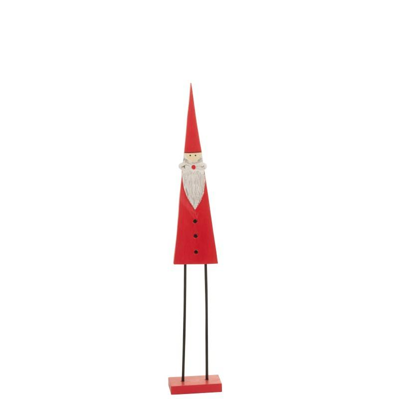 Père Noël sur pied en bois rouge 20x10x121 cm - J-Line