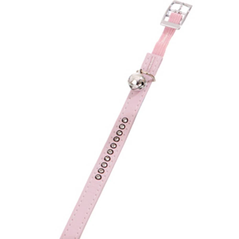 Animallparadise - Collier 30 cm x 11 mm, rose clair avec strass et clochette pour chat - Image 1