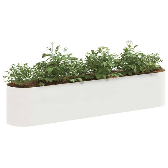 ComfortXL - Carré Potager Rectangulaire Acier Blanc pour Balcons et Patios 200x40cm - ComfortXL Outdoor Living - Image 3