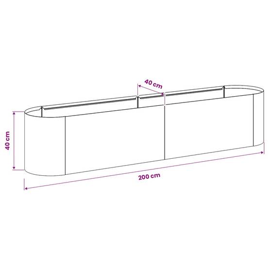 ComfortXL - Carré Potager Rectangulaire Acier Blanc pour Balcons et Patios 200x40cm - ComfortXL Outdoor Living - Image 8