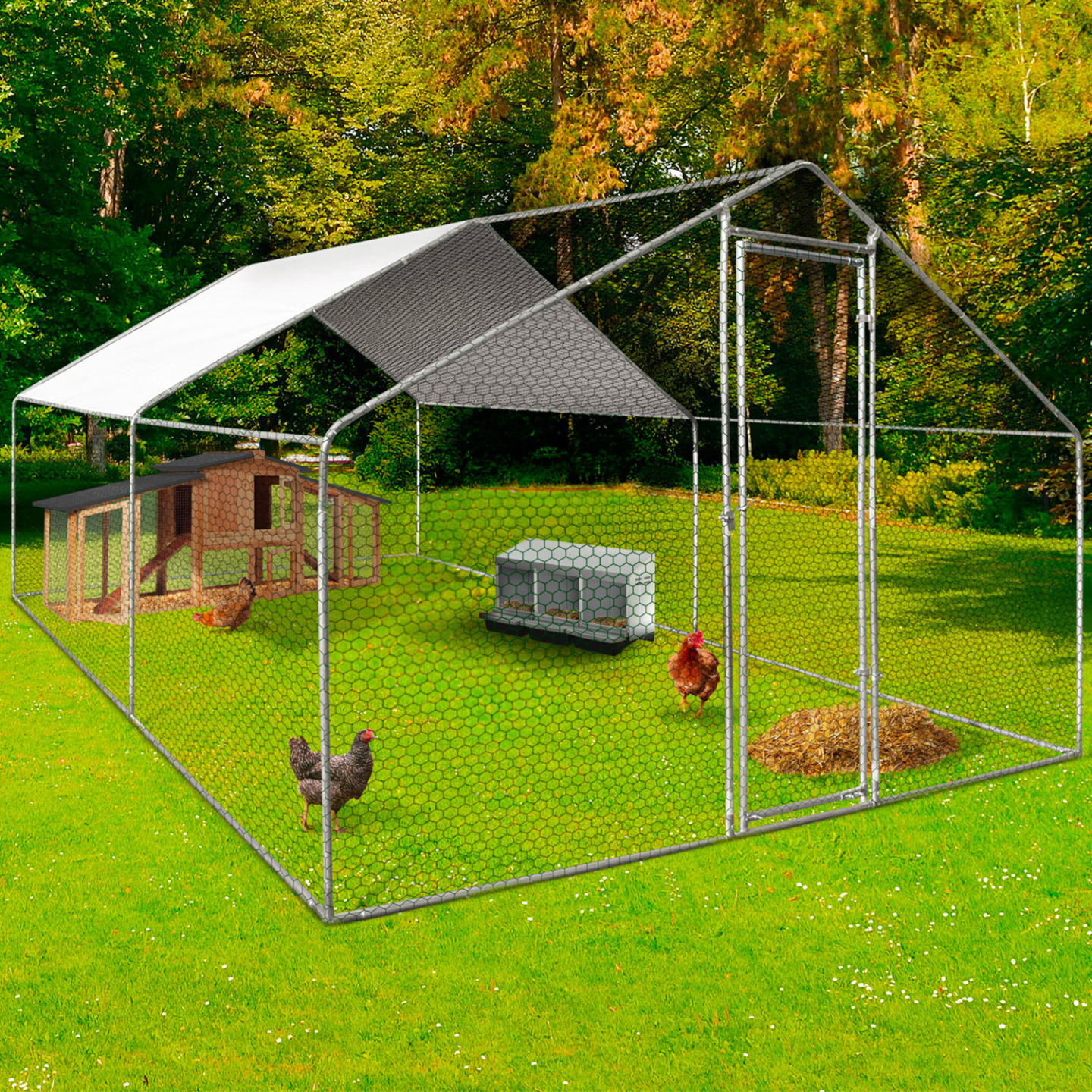 IDMARKET - Pondoir pour poules 3 emplacements nichoir en métal avec fond - Image 7