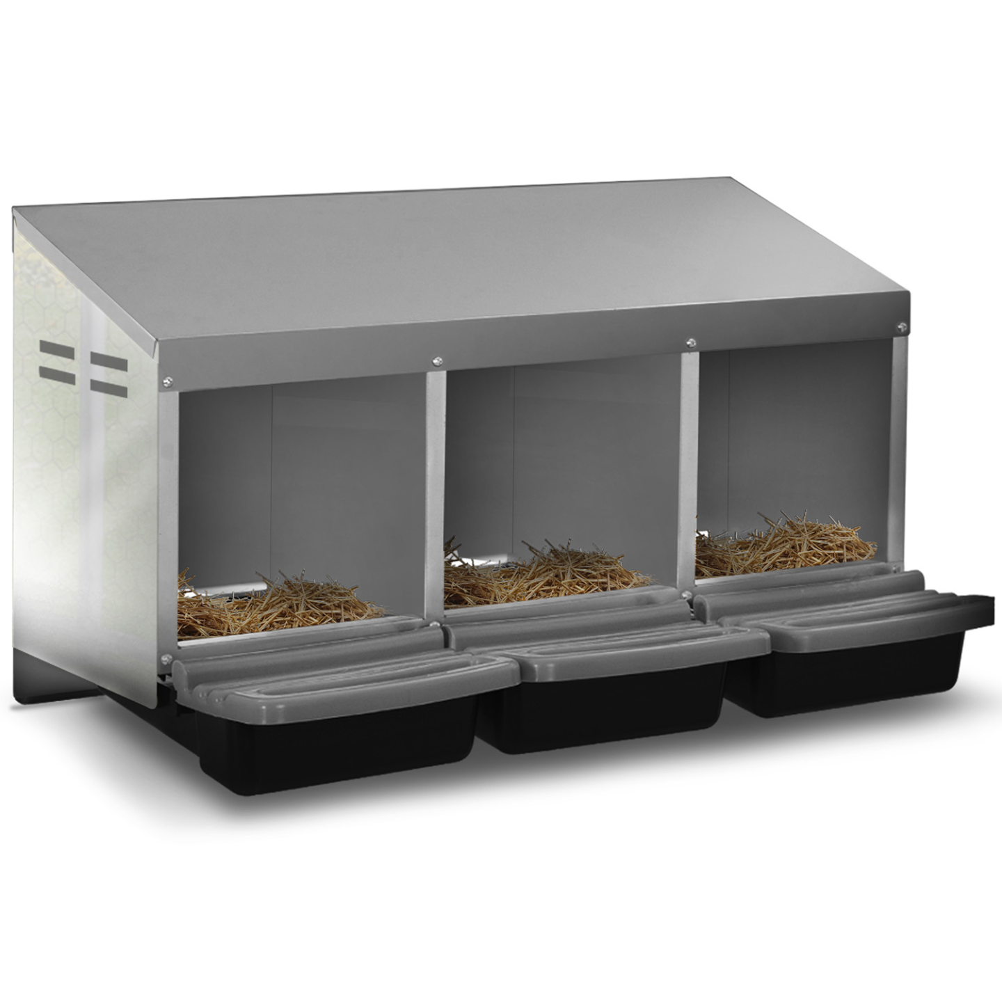 IDMARKET - Pondoir pour poules 3 emplacements nichoir en métal avec fond - Image 2