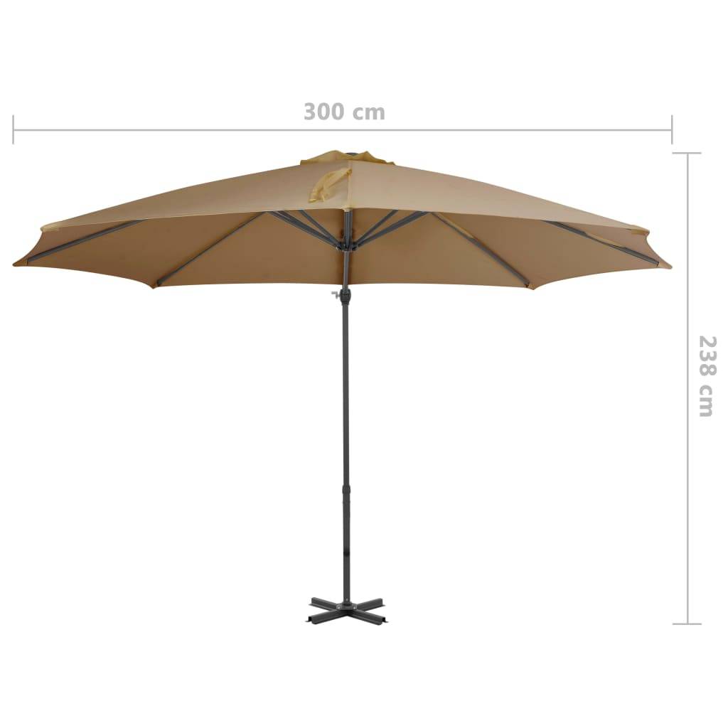 Helloshop26 - Parasol meuble de jardin en porte-à-faux avec poteau en aluminium 300 cm taupe - Image 7