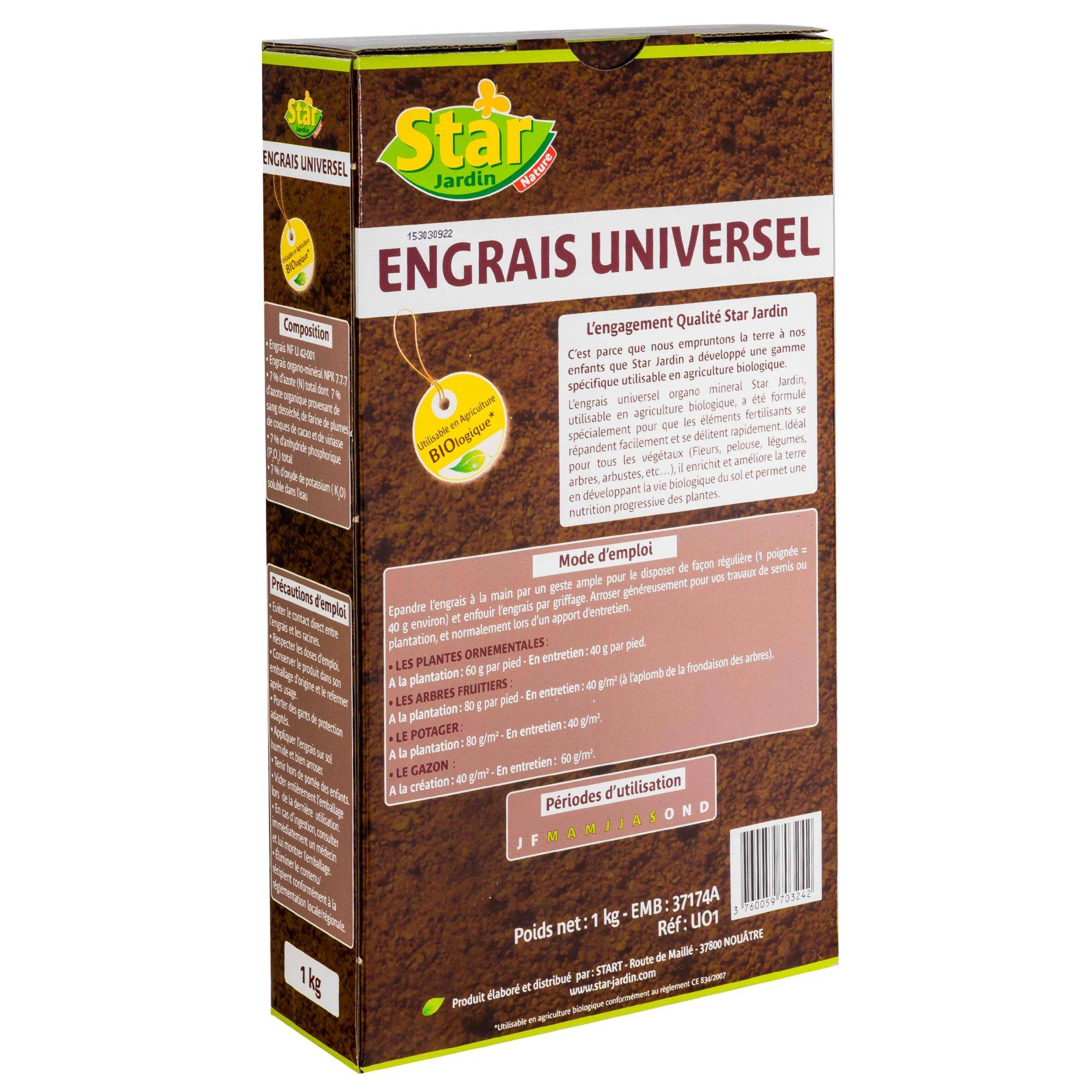 Engrais Universel Organominéral 1kg /nc - Star Jardin - Image 2