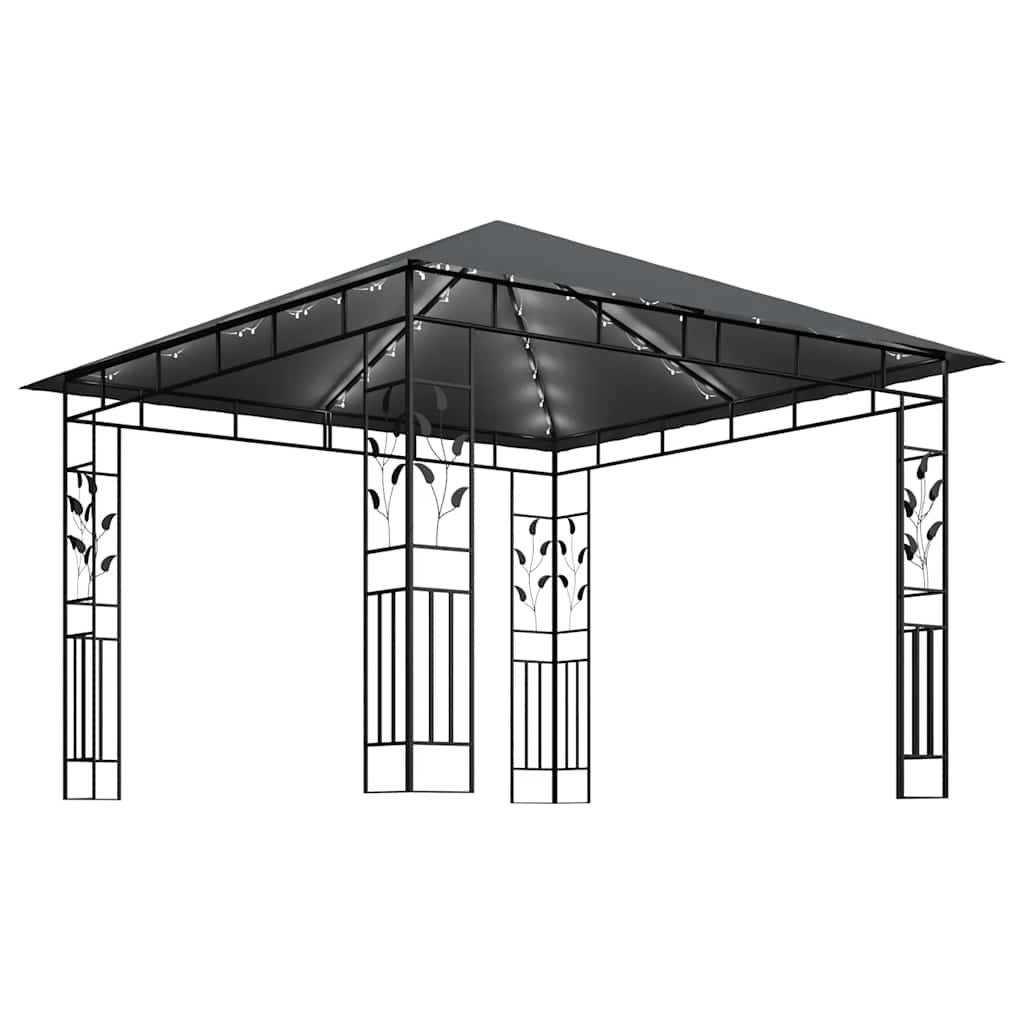 Tonnelle Aluminium Anthracite avec Moustiquaire et LED 3 x 3 x 2.73 m - PANGIVO - Image 4