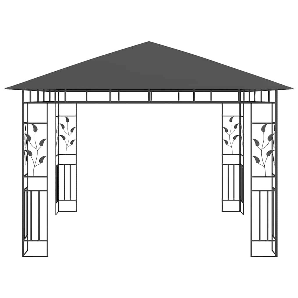 Tonnelle Aluminium Anthracite avec Moustiquaire et LED 3 x 3 x 2.73 m - PANGIVO - Image 6