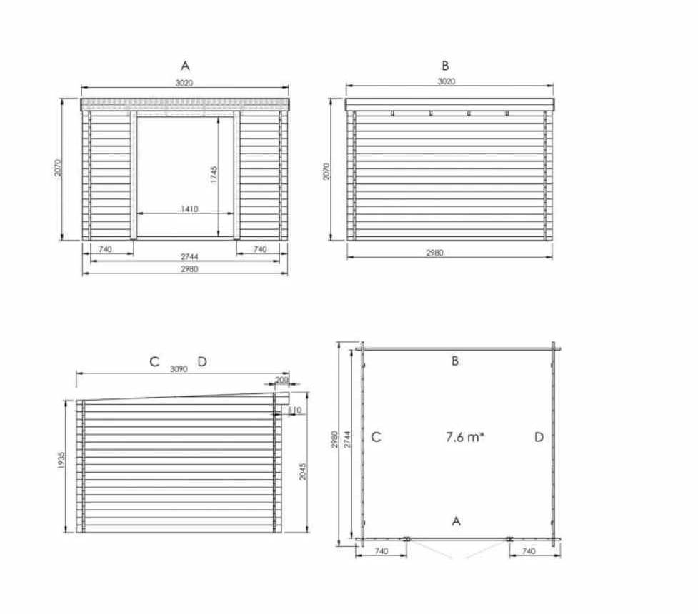 Abri de jardin en bois traité, surface utile 7.5m², 298x298cm, ep 28 mm, INT024 /GARTFLEX - Image 6