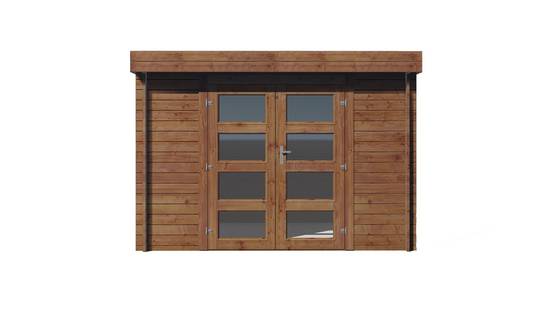 Abri de jardin en bois traité, surface utile 7.5m², 298x298cm, ep 28 mm, INT024 /GARTFLEX - Image 1
