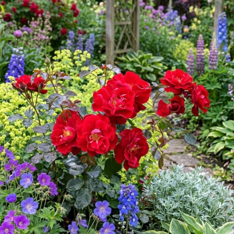 Rosier paysager Decorosier® New Vesuvia® 'Noa 71680' à fleurs Rouge/ - feuillage Caduc - Pot de 5L - 40/60 cm - Image 2