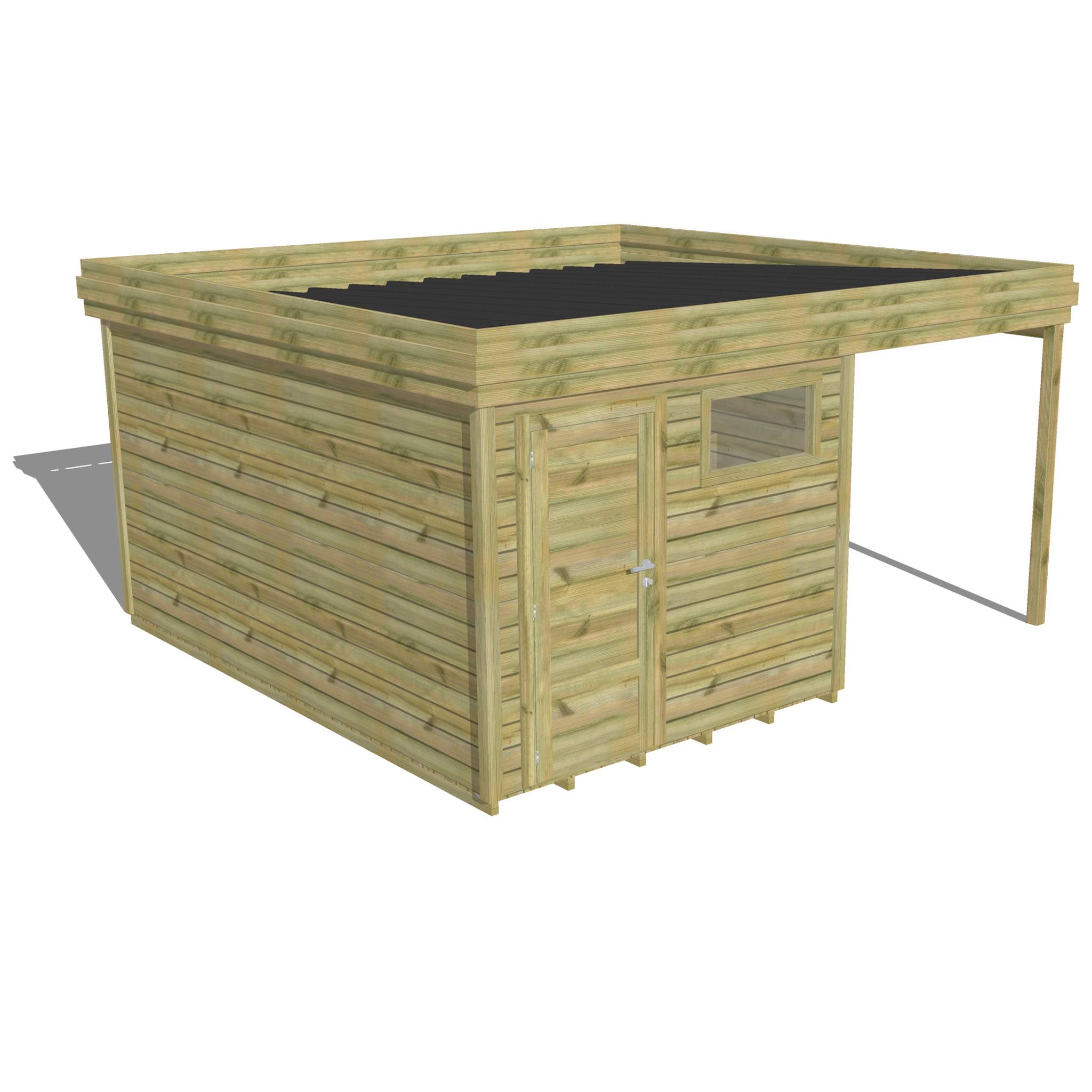 ABRI DE JARDIN bois  autoclave 27mm - 4,64x4,34m / 20m2 - Bac acier - Plancher bois - Image 1